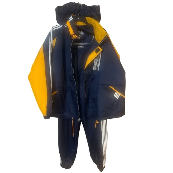Vintage Y2k R2 Rigo 2000 Navy And Yellow Wind Breaker Suit Jacket & Pants XL NWT - Picture 1 of 11